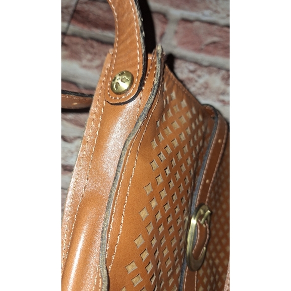 Patricia Nash Venezia Pouch Crossbody - Slim Lattice Cut Out Leather - Picture 8 of 14